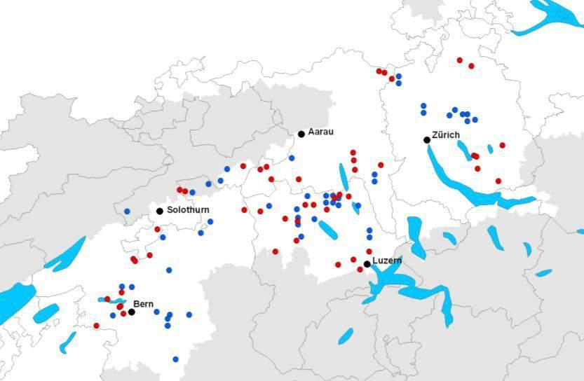 Auswahl Betriebe im CH-Mittelland Gemischtwirtschaftliche Betriebe im Talgebiet 96 Betriebe