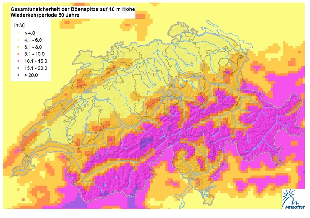 METEOTEST/ Geographisches Institut Universität Bern 70 Abbildung 30: Unsicherheiten aufgrund der Auswahl des Sturmkatalogs (oben links), der Simulation
