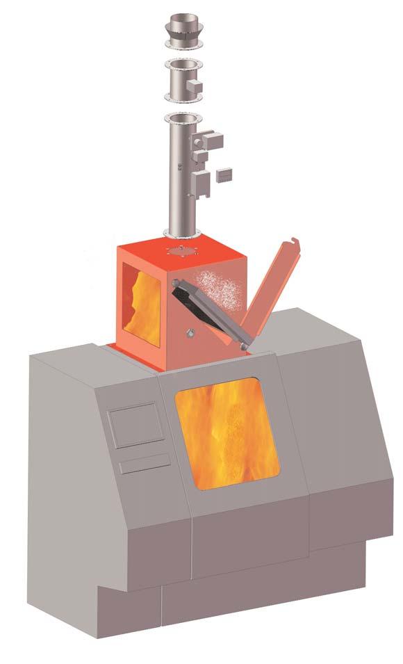 Schlauchanschluss mit KSS-Ablauf Schnellschlussklappe (bei Maschinen mit automatischer Löschanlage) Flammensperre ProBox zur - Spänevorabscheidung - KSS-Vorabscheidung - Entkopplung von Bränden