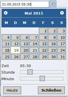 Der jeweils aktuelle Tag ( Heute ) wird in der Kalenderansicht weiß unterlegt dargestellt.
