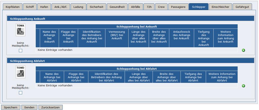 Abbildung 42 Reise bearbeiten Passagiere, Upload der CSV-Datei Hinweis: Bei Bedarf können Sie bereits eingegebene oder hochgeladenen Daten durch einen Klick auf Tabelle leeren