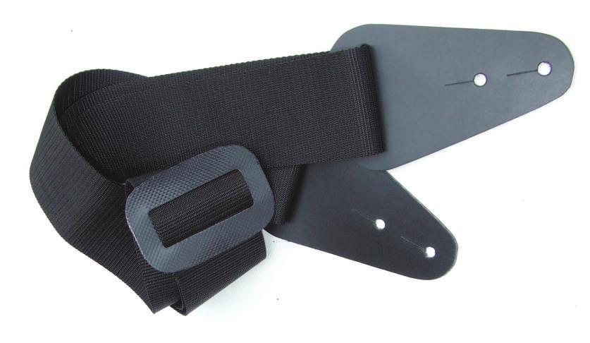 Designer - strap Nylon - Look Leather Free 7,5 cm schwarzes Nylongitarrenband, stufenlos einstellbar durch den Designerschieber, Endstücke aus weichem Gummi Länge verstellbar