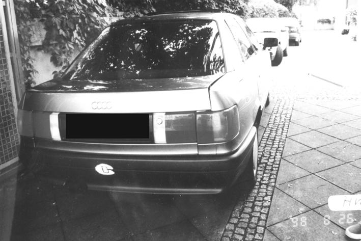118 Fall Nr. 16 Gestoßenes Fahrzeug Marke Audi Modell 80 Baujahr 1990 Leergewicht [kg] 1050 Vorschaden Ø Gebremst Schadensumme [DM] 6000 Stoßendes Fahrzeug Marke VW Modell Golf II Baujahr ca.
