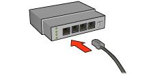 Hinweis: Schließen Sie das Ethernet-Kabel nicht an einem Anschluss mit der Bezeichnung WAN oder Uplink an. 4.
