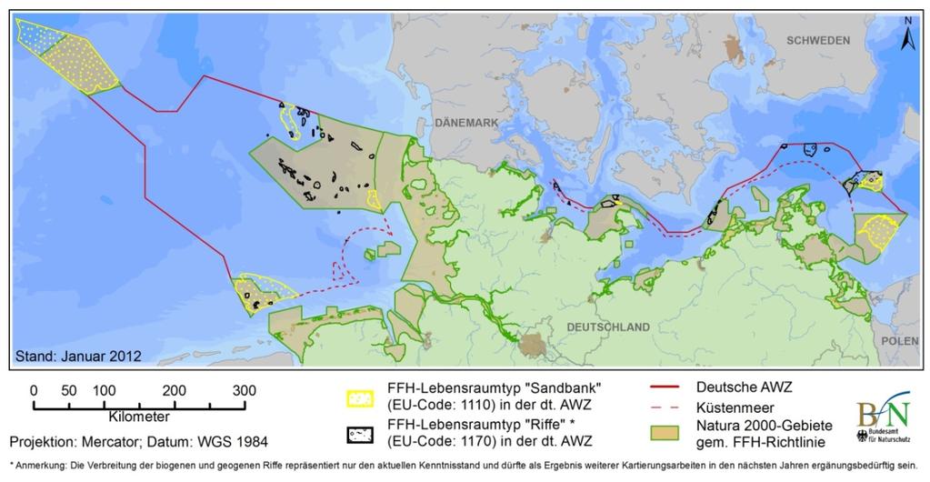 168 FFH-Verträglichkeitsprüfung EU-Vogelschutzgebiet Westliche Pommersche Bucht (Küstenmeer) Das Vogelschutzgebiet liegt im Übergangsgebiet zwischen den inneren Küstengewässern