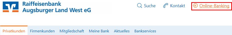 (Alternativ können Sie sich auch mit der VR-Banking App anmelden) Klicken Sie rechts oben auf den Button Online-Banking.