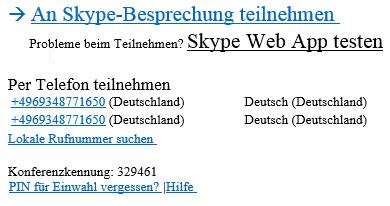 So geht s: 1. Öffnen Sie die Einladung der Skype-Besprechung in Ihrem Outlook Postfach. 2.