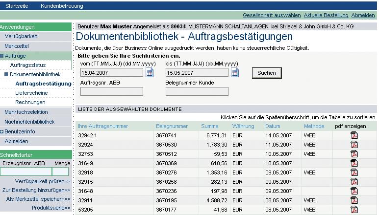 5. Dokumentenbibliothek Zugriff auf wichtige Dokumente als PDF-Datei Die Dokumentenbibliothek bietet Ihnen Zugriff auf wichtige Dokumente wie z.