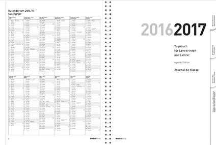 Inhalt: Jahresplaner: Kalendarium für die Schuljahre 2016/17, 2017/18 Monatsplaner: Für jeden Monat eine Seite mit den eingedruckten Daten Wochen- und Tagesplaner: Auf einer Doppelseite sind die 5