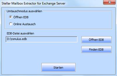 Wähle EDB Datei aus Um eine EDB Datei auszuwählen Klicken Sie EDB wählen aus dem Datei Menü.