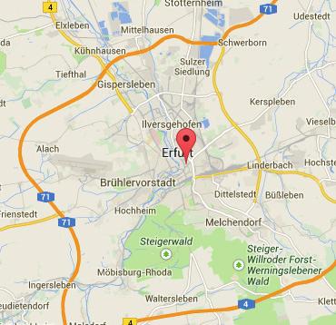aus allen Richtungen schnell sichtbar. Erfurt, die thüringische Landeshauptstadt, liegt im Herzen Deutschlands und ist mit allen Verkehrsmitteln gut zu erreichen.