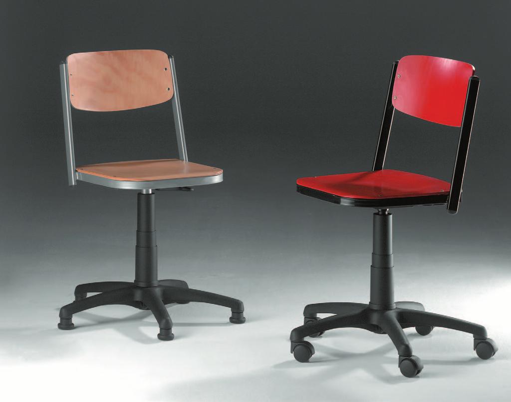 EDV-Stühle Modell 34520 feststehend / Drehspindel Drehspindelstuhl mit geteilter Sitzschale. Mit verdeckter Gewinde-Spindel, höhenverstellbar von 44 bis 64 cm, gegen Herausdrehen gesichert.