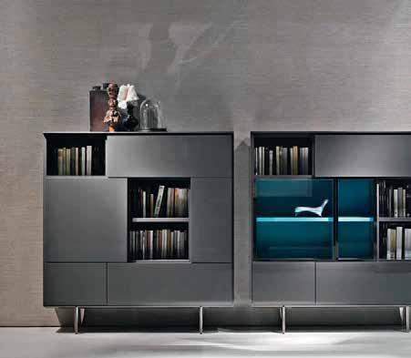 505 Highboard in Lack Hochglanz anthrazit, BHT 139