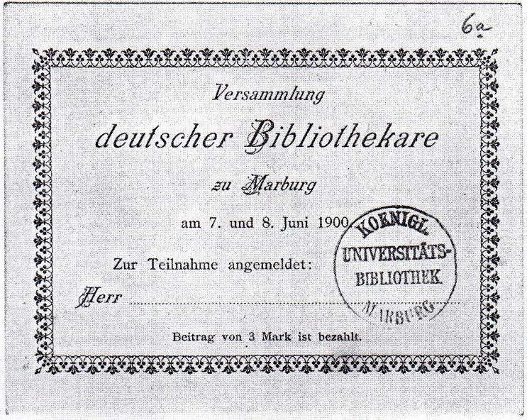 Jürgen Plieninger: Der hundertste Bibliothekartag findet in Berlin statt Das Motto: Bibliotheken für die Zukunft Zukunft für die Bibliotheken 1900 fand der erste Bibliothekartag in Marburg statt.