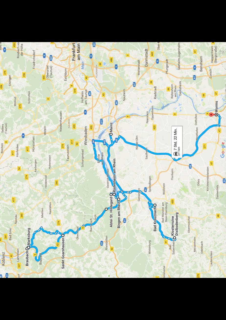 Reiseroute 8. - 14. Juli 2017 3. Tag - Rhein Braubach - Marksburg 4.