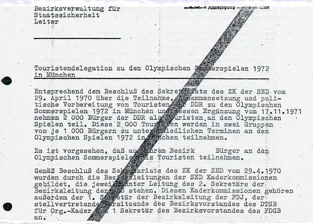 Stasi. Was war das? Höher, schneller, weiter? Vertiefung 7 2. Die DDR bei den Olympischen Sommerspielen, München 1972 Die Auswahl der Sport-Touristen aus der DDR, 22.12.