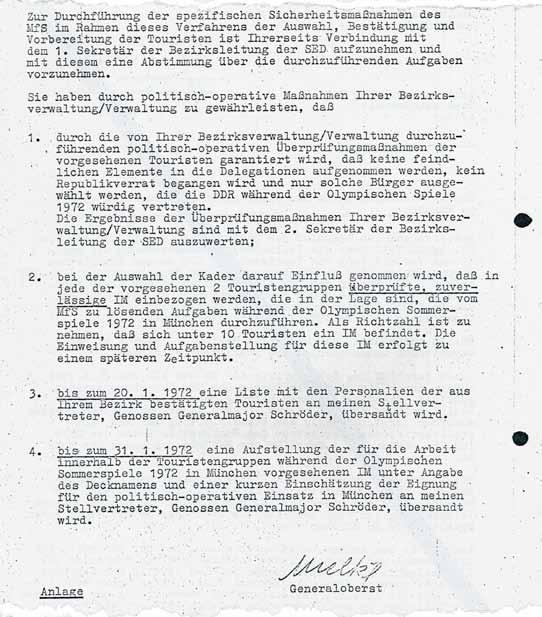 8 2. Die DDR bei den Olympischen Sommerspielen, München 1972 Die Auswahl der Sport-Touristen aus der DDR (Blatt 2/2) (Quelle: BStU, MfS, BdL / Dok 1462, Bl.