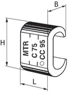 C Abzweigklemmen für Cu Leiter C-förmige Abzweigklemmen, E-Cu verzinnt, die eine Abzweigung ohne Schneiden des Hauptleiters ermöglichen.