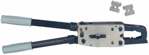 Ratschenübersetzte Handpresszangen für Pressung von Rohrkabelschuhen, Stoss- und Kabelverbindern Handpresszangen MRD 00: Auswechselbare Einsätze. Länge: 540 mm. Gewicht: 4, kg.