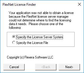 "Floating" Lizenzen installieren 6.2 Konfiguration der "Clients" 3. Wählen Sie die Option Specify the License Server System und klicken Sie auf Next". 4.