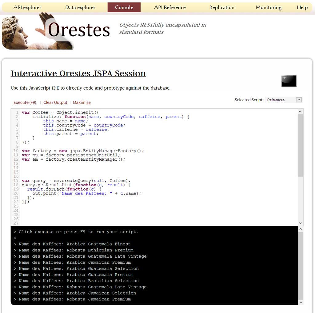 Felix Gessert, Florian Bücklers 19 Abbildung 12 Ausführung eines einfachen Querys über das ORESTES Web-Interface. Das Resultat der Abfrage sind auf REST/HTTP Ebene mehrere Requests.