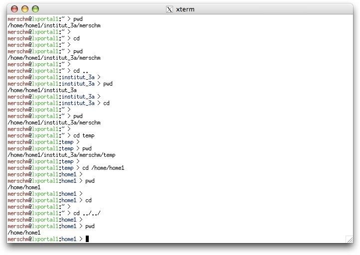 Linux-Verzeichnisstruktur Befehle pwd (print working directory) wo bin ich gerade? cd (change directory) cd zum Home-Verzeichnis cd ~ zum Home-Verzeichnis cd.