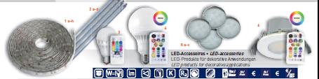 LED Accessoires LED Produkte für dekorative Anwendungen Artikel Nr. F. Watt LM Abstrahl.winkel Energie Kelvin Preis Strip warmweiß 1a. 57001 24 900 B 3500 29,99 Strip neutralweiß 1b.
