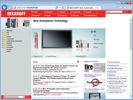 www.beckhoff.de Beckhoff-Newsletter Der New Automation Technology Newsletter bietet regelmäßige Informationen zu Produkten und Neuheiten.
