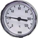 Thermometer Bimetallthermometer waagerecht mit Kunststoffgehäuse und CU-Schutzrohr Kl.