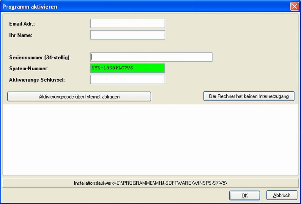 VIPA System 300S + WinPLC7 Installation Aktivierung der "Profi"- Version 1. Starten Sie WinPLC7. ð Es erscheint der Dialog "Demo" 2. Klicken Sie auf [Vollversion aktivieren].