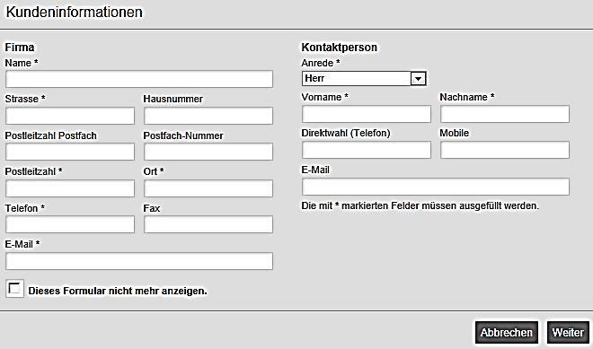 (Die Zugangsdaten haben Sie Anfang März 2017 von Statistik Stadt Zürich per Post erhalten.) Mit einem Mausklick auf «Anmelden» gelangen Sie zur Eingabemaske «Kundeninformationen».