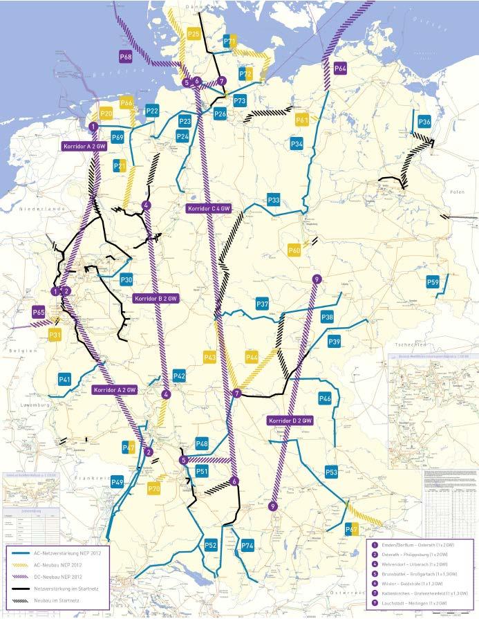 Netzentwicklungsplan Szenario B 2022 1200 km Um- / Zusatzbeseilung 2800 km neue Leitungen auf bestehenden Trassen 1700 km neue