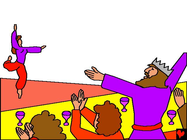 An seinem Geburtstag machte Herodes eine große Feier. Die Tochter des Herodes tanzte vor ihm.