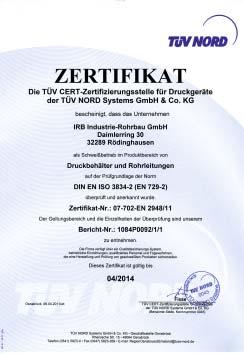 Rohrleitungen nach DIN ISO 3834-3 (EN 729-2)