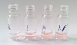 Bei der Überprüfung der Energieverteilung bei Verwendung des Einsatzes der Firma CEM für 1,5 ml-hplc-gläschen (Abb. 8.14, rechts) blieben die Volumina der Proben in den Gläschen annähernd gleich.