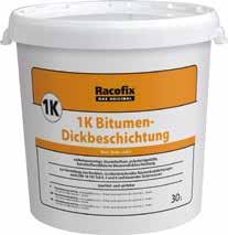 Bitumen 1K Bitumen-Dickbeschichtung 2K Bitumen-Dickbeschichtung Wand Boden außen Wand Boden außen l Einkomponentige, lösemittelfreie, polystyrolgefüllte, kunststoffmodifizierte