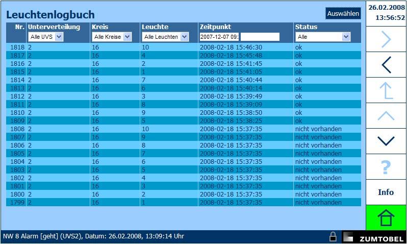 25 5.4 Leuchtenlogbuch Auf der Sete >Leuchtenlogbuch< werden alle Leuchten mt hrem Status angezegt.