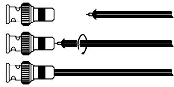 BNC BNC Stift-Kabelstecker, gerade "Twist on"-kabelstift, gerade "Twist on"-stecker können auf Koaxialkabel mit Steifleiter ohne Lötkolben oder Crimp-Werkzeug montiert werden.