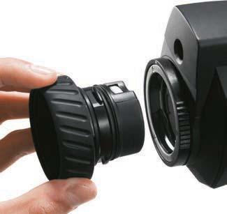 Flexible Wechselobjektive und spezielles Linsenschutzglas Testo Wärmebildkameras können durch die Möglichkeit, mehrere Objektive einzusetzen, flexibel an unterschiedliche Messanforderungen angepasst