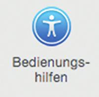Um die Zoomfunktion von OSX zu aktivieren, gehen Sie wie folgt vor: 1 Öffnen Sie die Systemeinstellungen. 2 Wählen Sie «Bedienungshilfen» unten rechts.