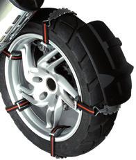 Die Universal Schneekralle und Geländekralle für alle Reifen mit offenen Felgen.