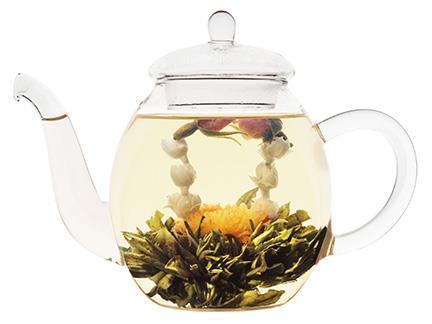 6 Teesorten 13,00 Einzelne Erblüh-Kugeln Weißer Tee Für eine Glaskanne Blütenauswahl: Jasmin, Rose, Pfingstrose, Jasmin & Rose, Ringelblumen Stück