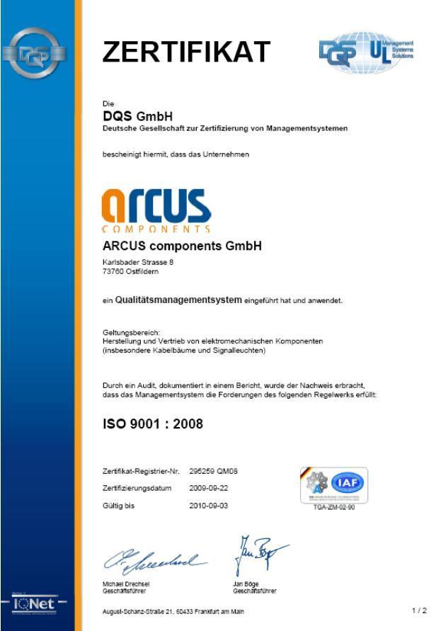 Qualitätsmanagement System gemäß DIN EN ISO 9001:2008 (an allen Standorten) APQP / PPAP Analyse