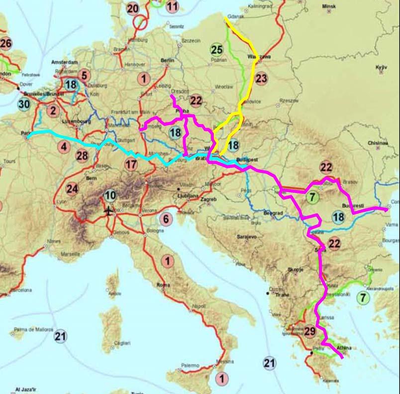Vorrangige Achsen und Projekte im TEN-V Netz Kreuzung europäischer Eisenbahnkorridore Wien in der Mitte Europas Aufwertung Vienna Region Stärkung im europäischen Wettbewerb Eisenbahnachse Gdansk