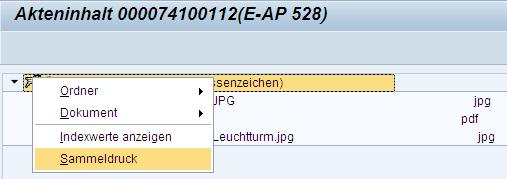 2012 Ansicht 5 Über die Funktion Sammeldruck werden Dokumente der eakte in ein PDF zusammengeführt und stehen zum Druck oder