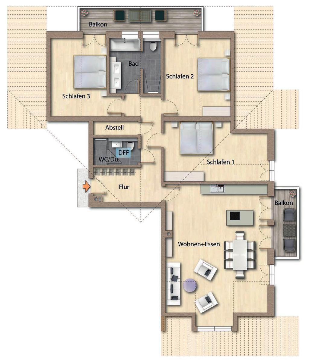 4,60 m² Balkon 15,9m² (1/2) 7,95 m² 131,85 m² abzgl.