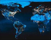 sg040-08 Weltkarte, Die Erde bei Nacht.