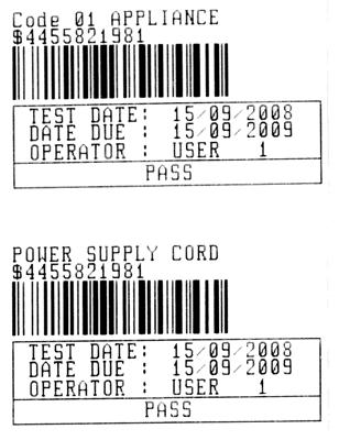Einfaches / doppeltes Barcodesystem Wenn im Instrument das einfache Barcodesystem gewählt ist, wird auf dem Prüflingsetikett nur der Prüflingsname als Barcode ausgedruckt.