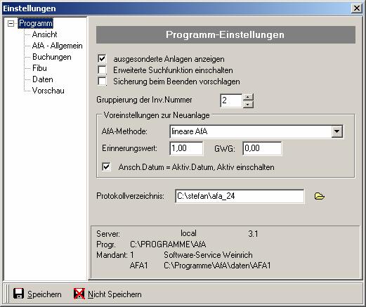 5. Änderungen an den Einstellungen zum Programm Aufgrund der neuen und erweiterten Funktionen wurden die Grundeinstellungen erweitert und angepasst. Voreinstellungen zur Neuanlage von Anlagen.