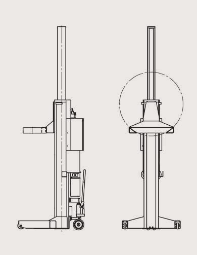 Version auf Anfrage vertellbaren Radgreifern Version sur demande avec chariot avec para ruedas de diametro 500 mm a 1200 mm. H min.